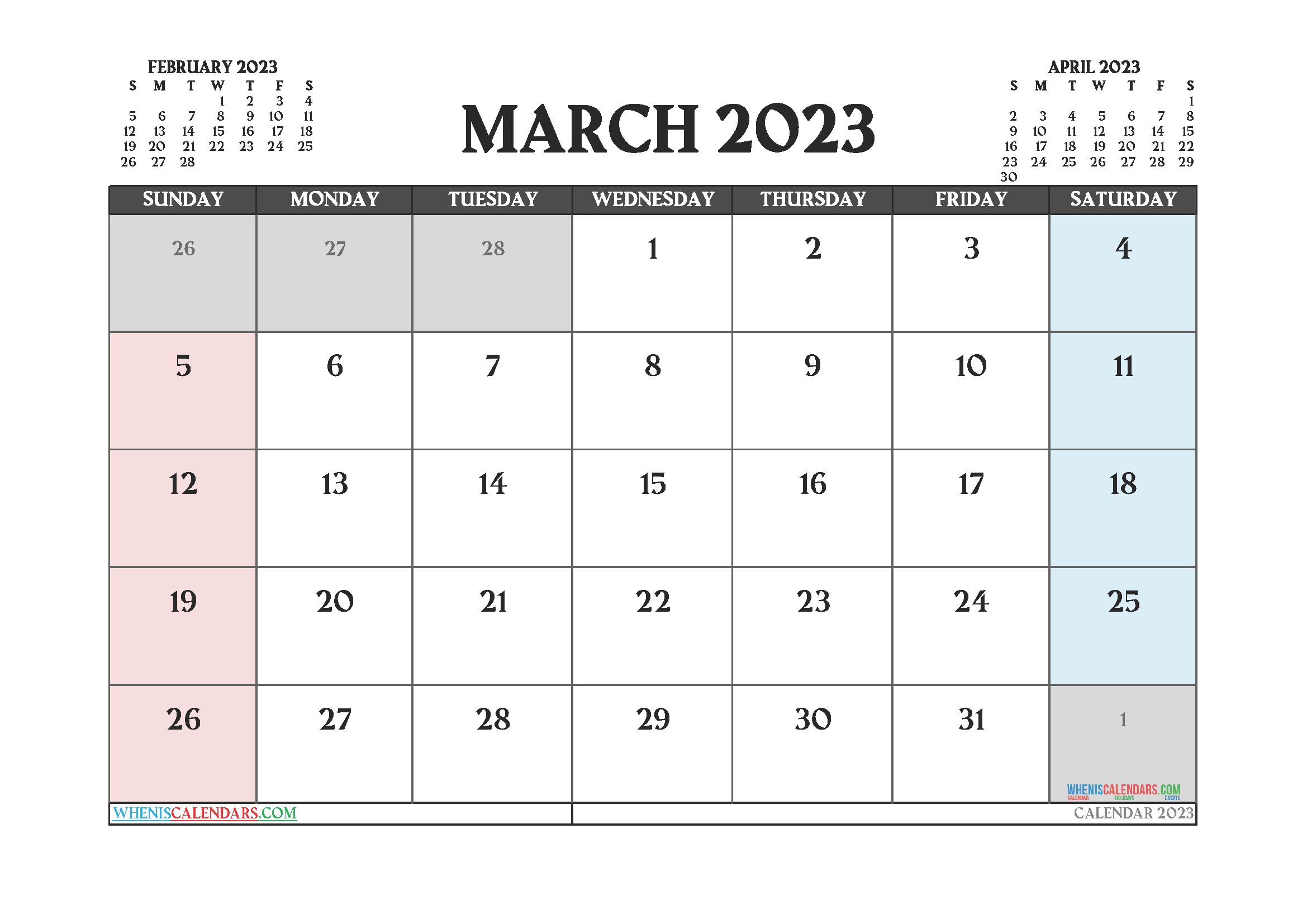 Printable April 2023 Calendar Free - 12 Templates - Free  Printable Calendar April 2022 To March 2023