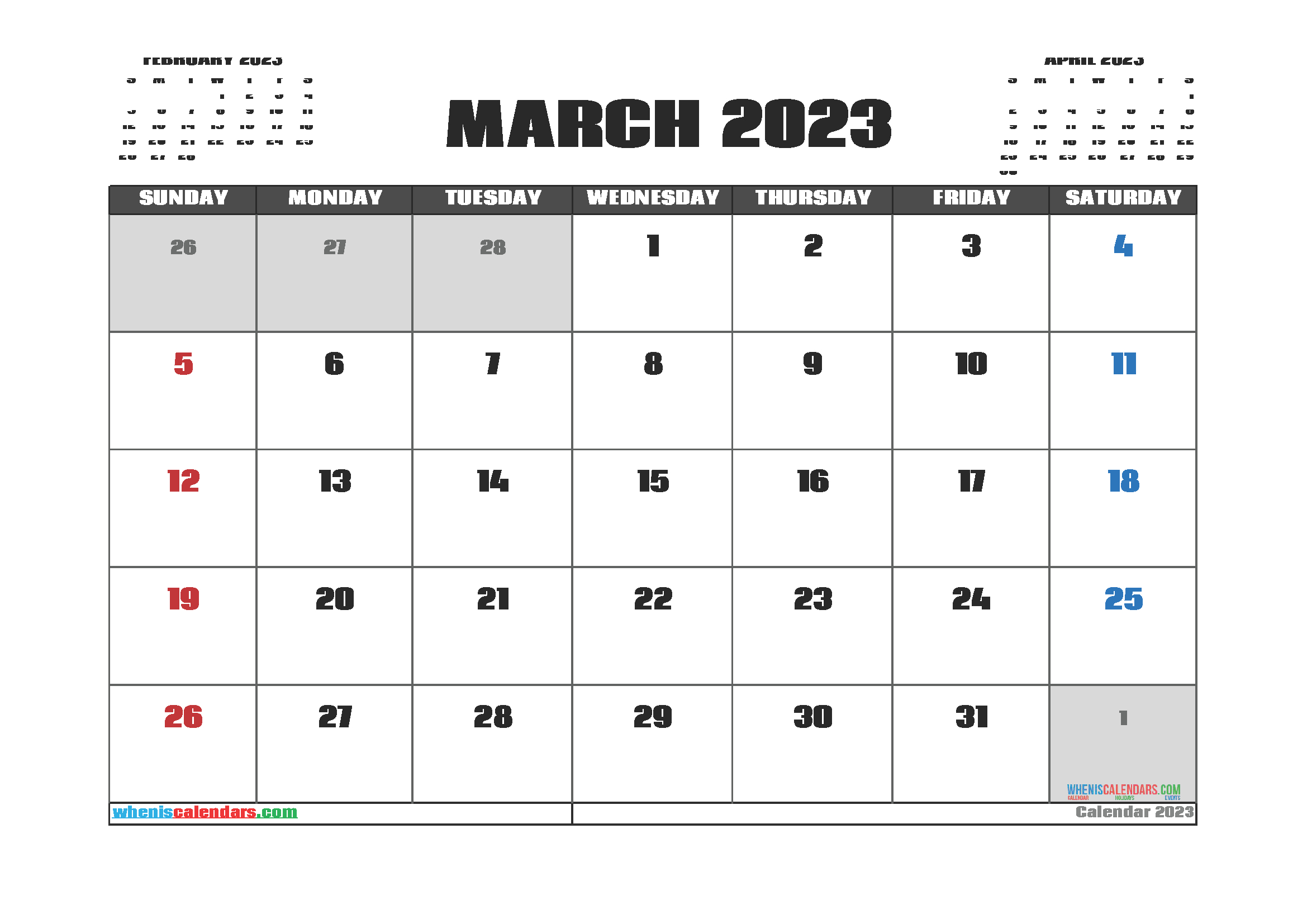 Printable April 2023 Calendar Free - 12 Templates  Printable Calendar April 2022 To March 2023