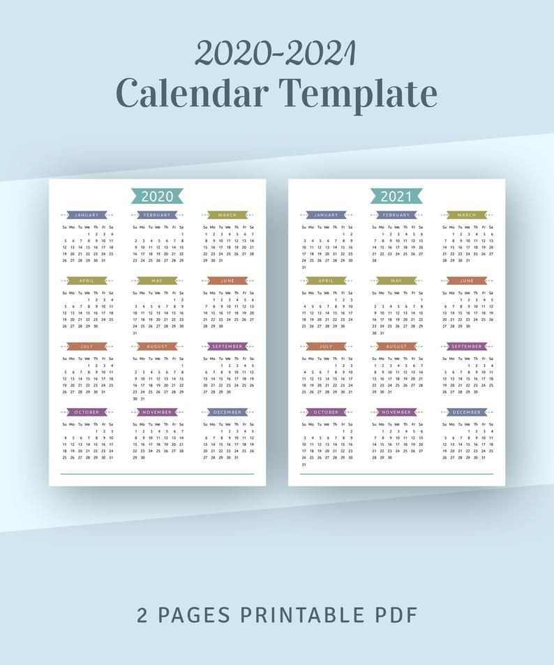 Printable Calendar 2021 2022 Year At A Glance Yearly  Etsy Printable Calendar 2022