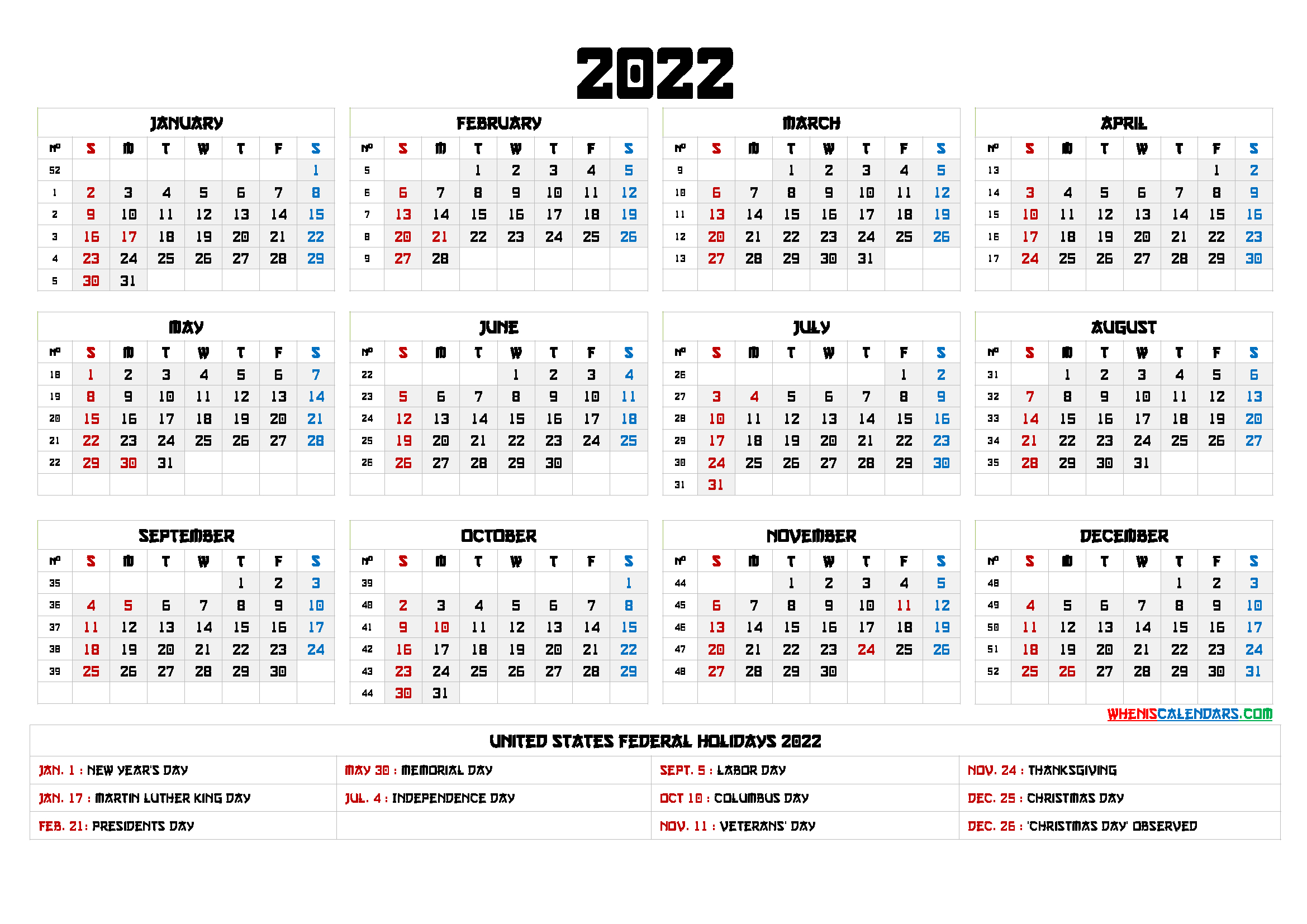 Printable Calendar 2022 - January 2022 Calendars For Word  Free Writable Calendar Template 2022