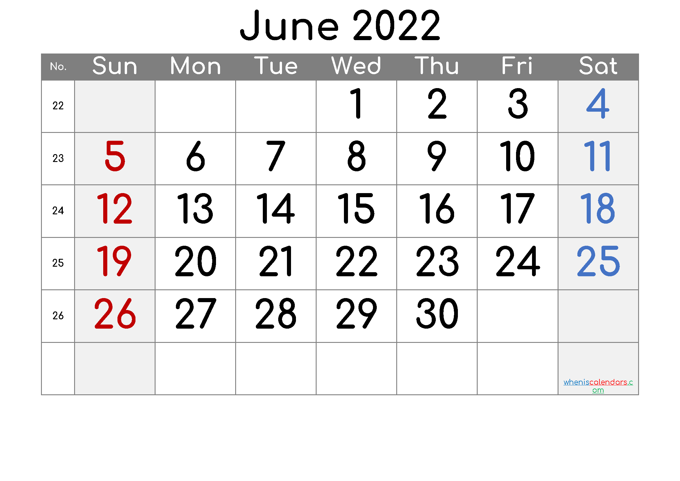 Printable Calendar 2022 June  June Calendar For 2022