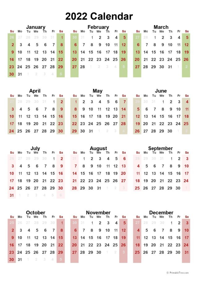 Printable Calendar 2022 One Page With Holidays (Single  Printable Calendar 2022 Pdf Free