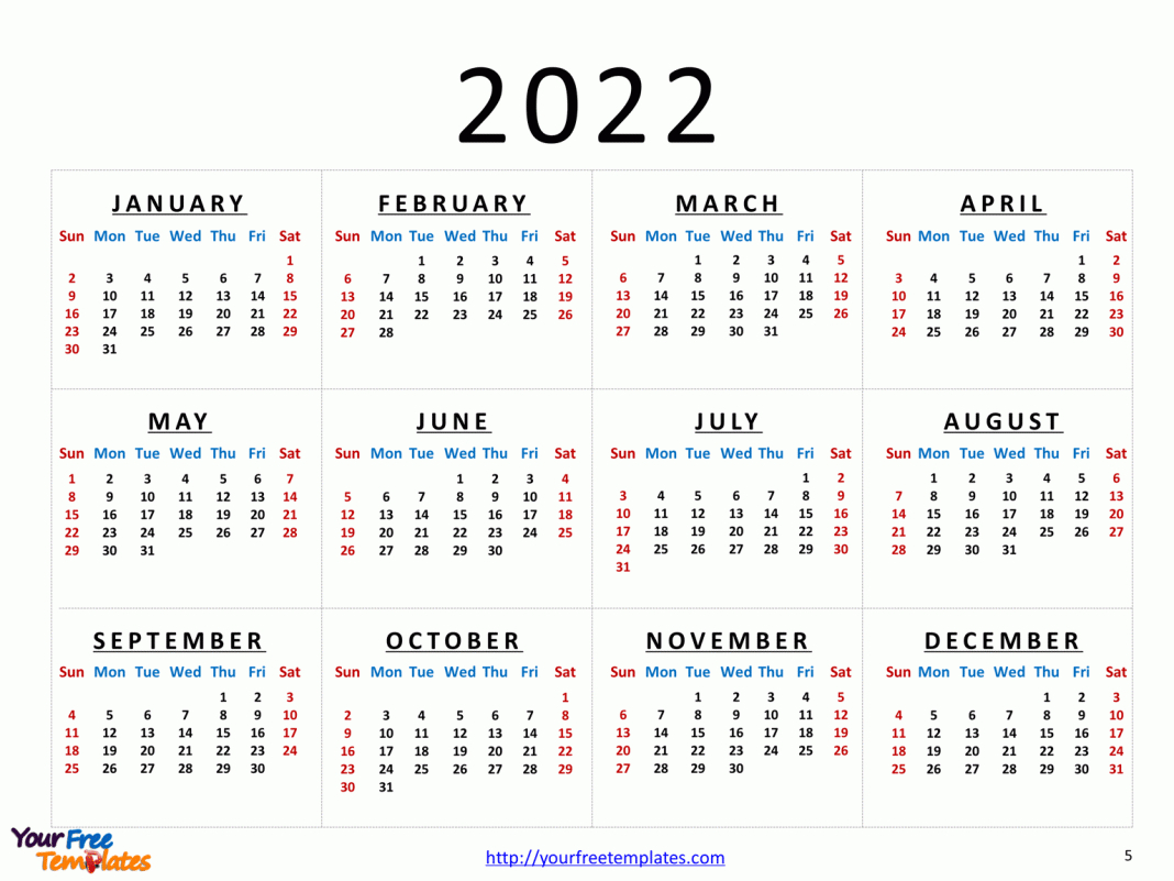 Free Printable Calendar 2022 Editable - Template Calendar Design