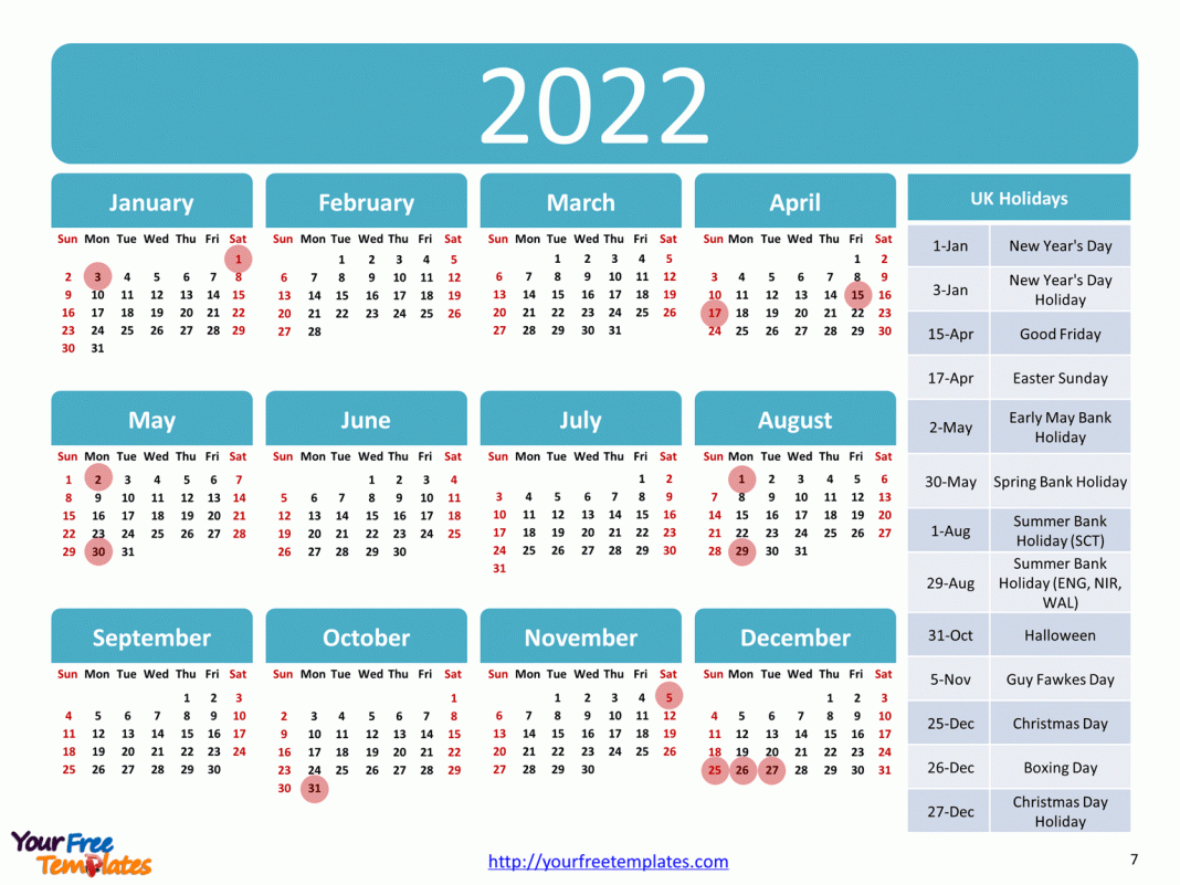 Printable Calendar 2022 Template With Holidays - Page 3 Of  Federal Holiday Calendar For 2022