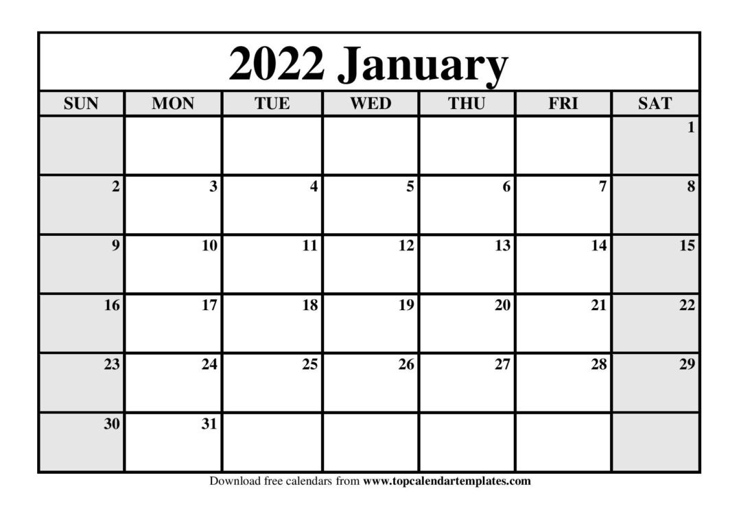 Printable Calendar January 2022 Templates - Pdf, Word, Excel  December 2022 And January 2022 Calendar Word