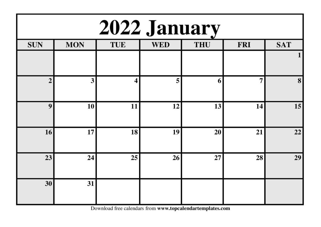 Printable Calendar January 2022 Templates - Pdf, Word, Excel  Free Printable 2022 Calendar Printable Word