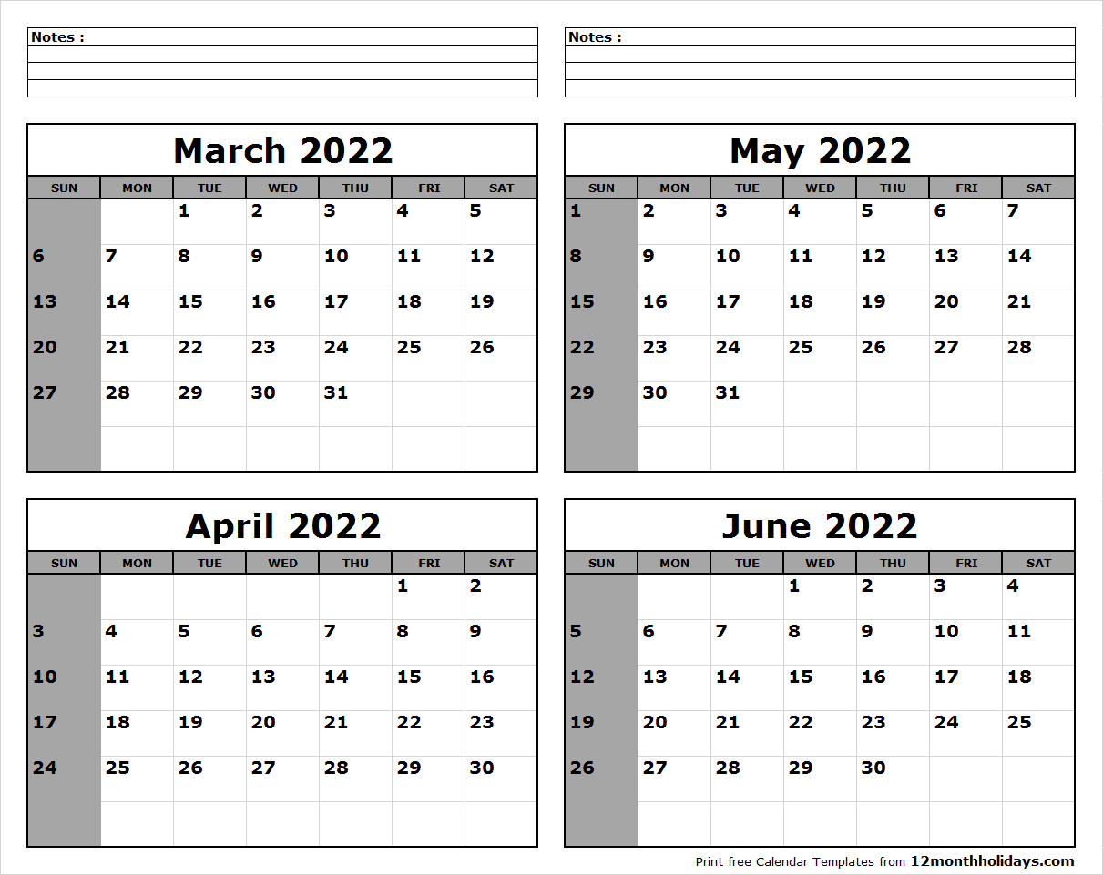 Printable Calendar March April May June 2022 - Printable  April 2022 To March 2022 Calendar Excel
