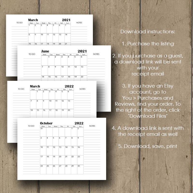 Printable Desk Calendar 2021 A3 Wall Calendar 2021 2022 | Etsy  2022 Calendar Printable A3