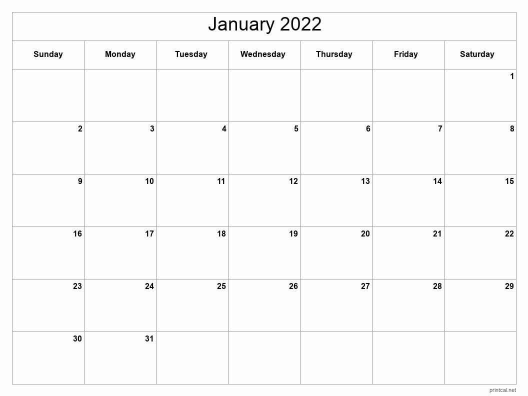 Printable January 2022 Calendar | Free Printable Calendars  January To April 2022 Calendar Printable