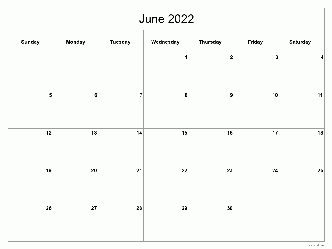 Printable June 2022 Calendar | Free Printable Calendars  Printable Calendar January To June 2022