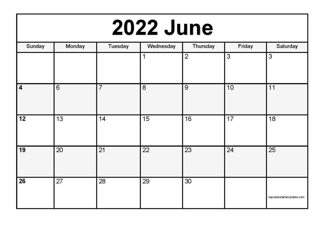 Printable June 2022 Calendar Template (Pdf, Word, Excel)  2022 Calendar Printable June