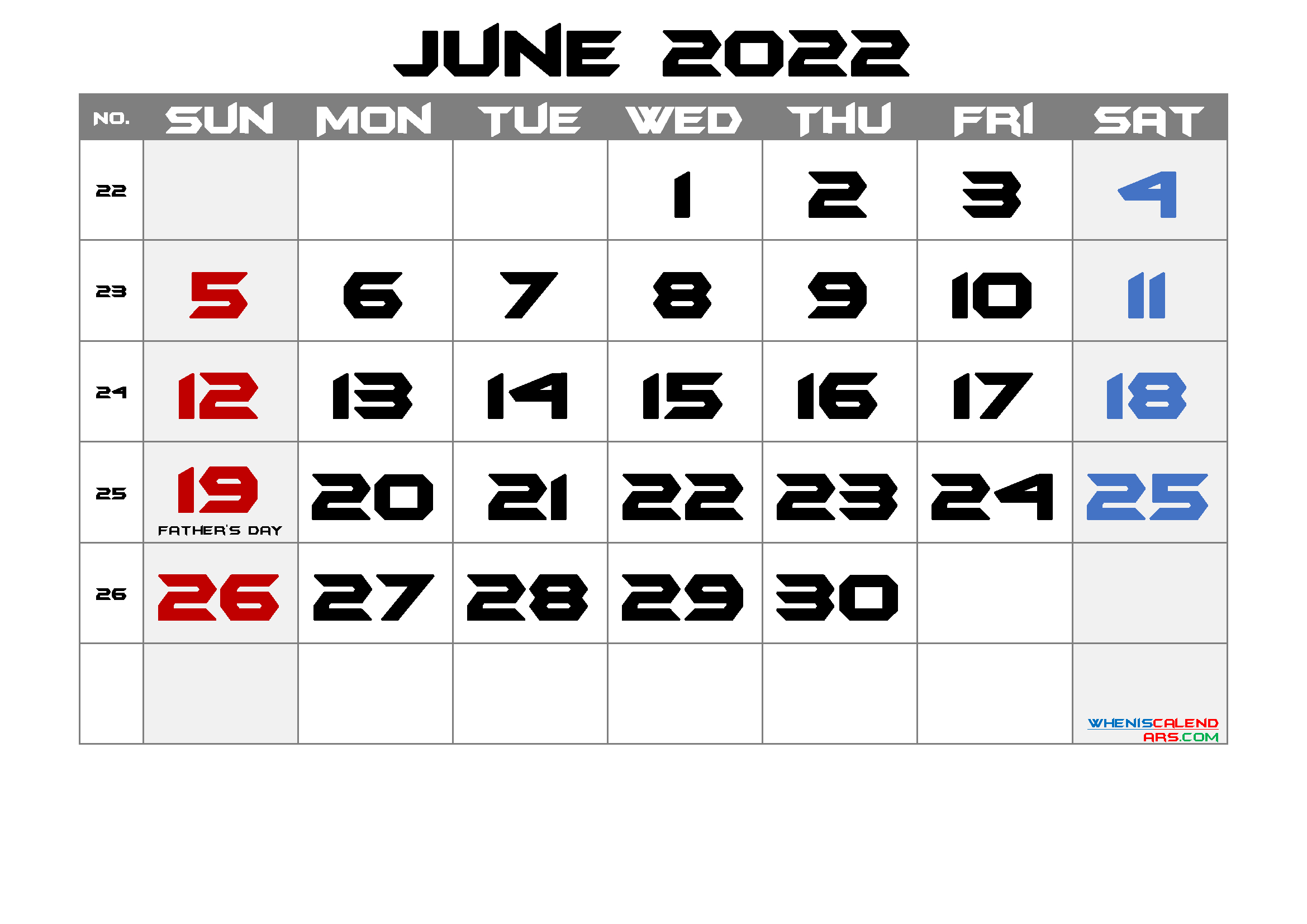 Printable June 2022 Calendar With Holidays  January To June 2022 Calendar