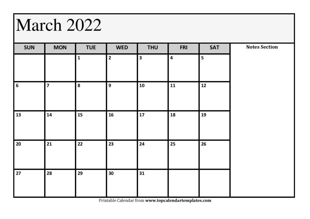 Printable March 2022 Calendar Template (Pdf, Word, Excel)  April 2022 To March 2022 Calendar Excel