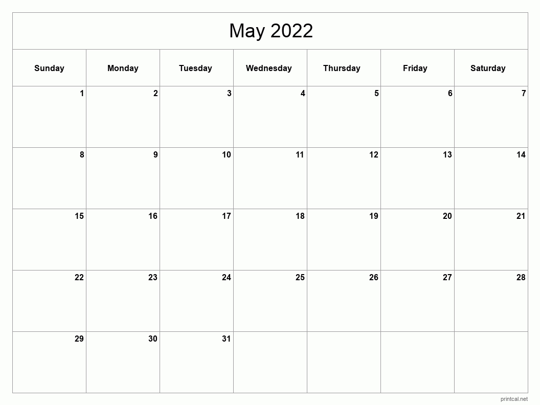 Printable May 2022 Calendar | Free Printable Calendars  May Printable Calendar 2022