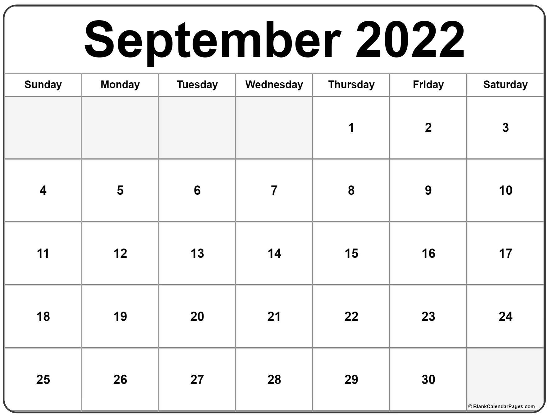 Printable Monthly Calendars For 2022 | Free Printable  September 2022 Printable Calendar