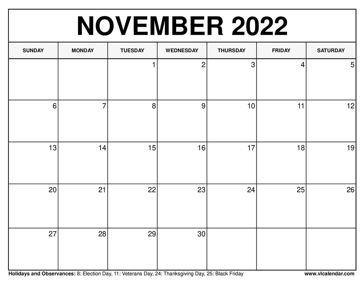 Printable November 2020 Calendars  Free Printable Calendar 2022 November
