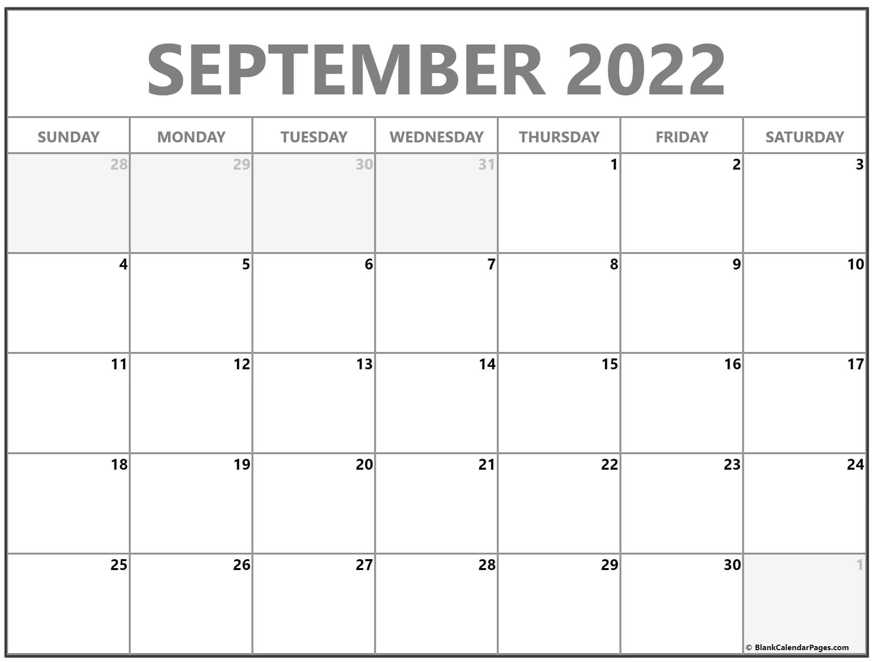 September 2022 Calendar | Free Printable Calendar Templates  2022 Calendar Printable Wiki