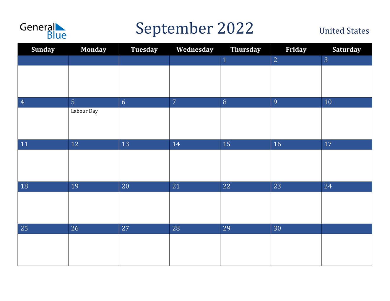 September 2022 Calendar - United States  September 2022 Printable Calendar