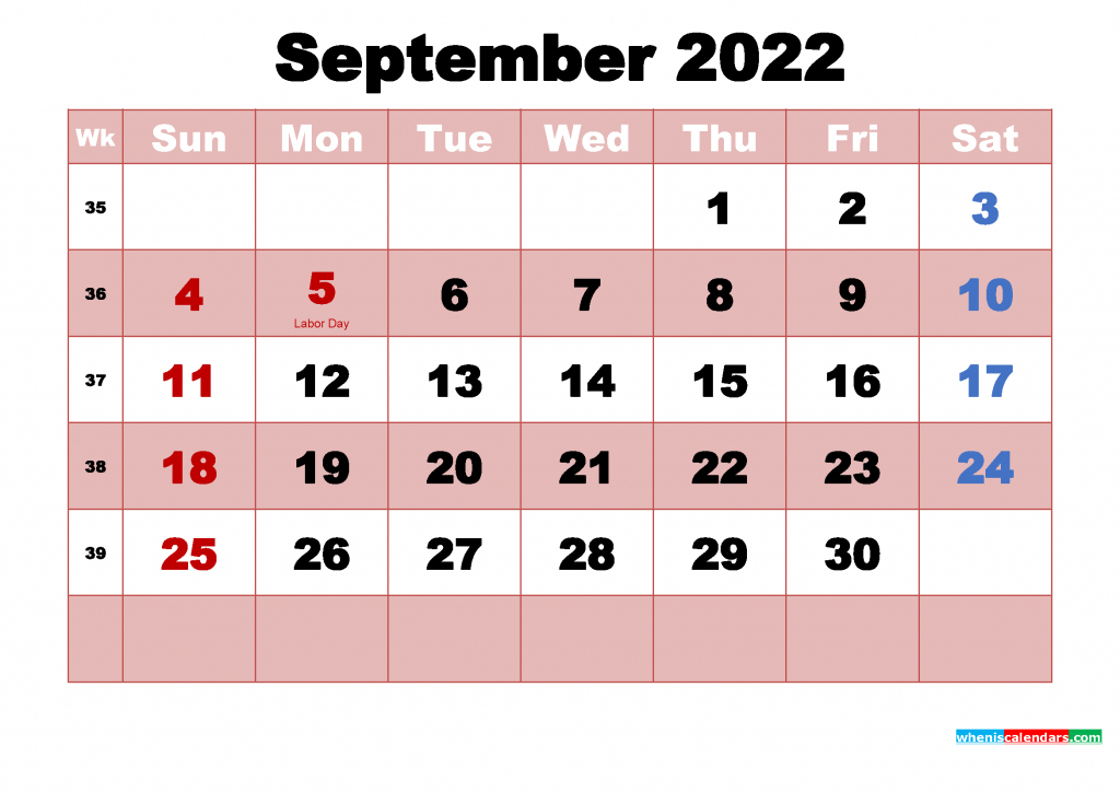 September 2022 Calendar With Holidays | Printable  2022 Calendar Philippines With Holidays Printable