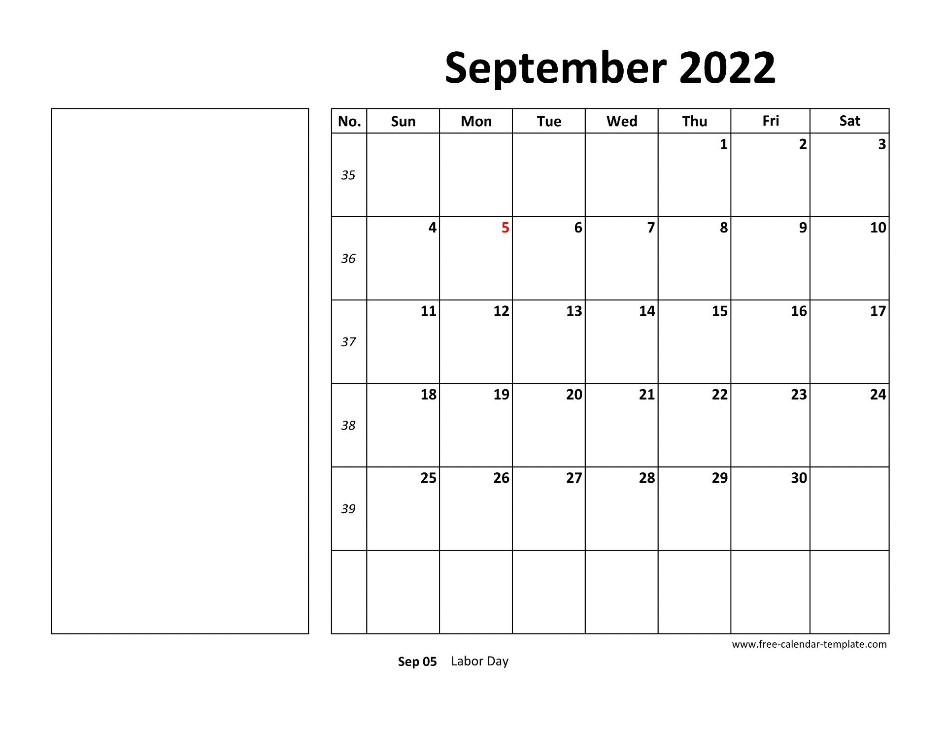 September 2022 Free Calendar Tempplate | Free-Calendar  September 2022 Printable Calendar