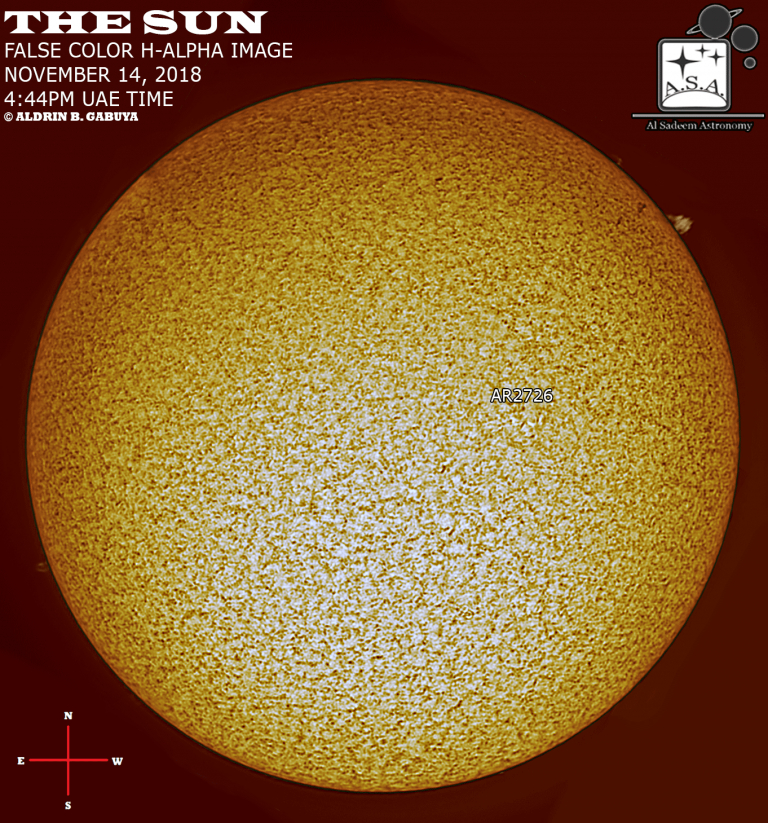 Sunspot Monitoring - November 14, 2018 - Al Sadeem Astronomy  Astronomy Picture Of The Day November 14 2022