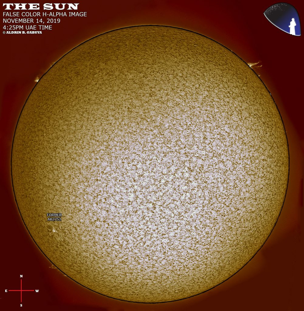 Sunspot Monitoring - November 14, 2019 - Al Sadeem Astronomy  Astronomy Picture Of The Day November 14 2022