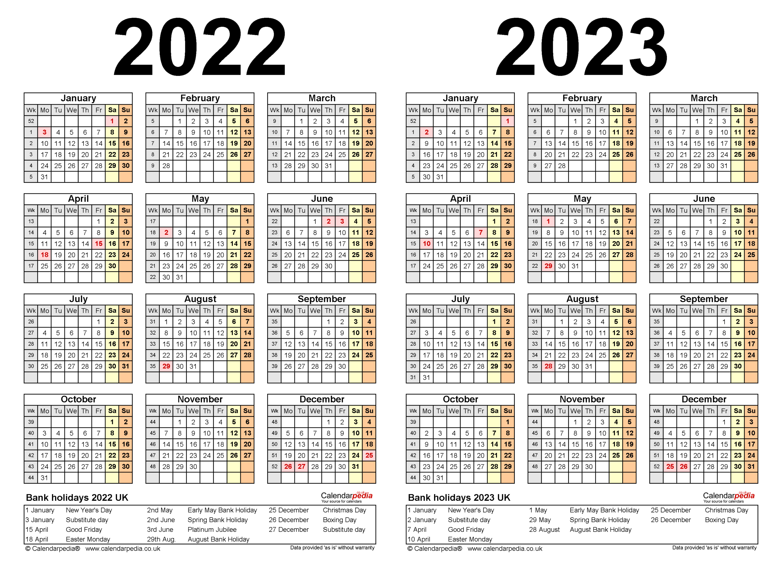 Two Year Calendars For 2022 &amp; 2023 (Uk) For Pdf  Calendar For 2022 United Kingdom