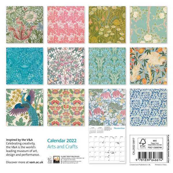 V&amp;A Arts &amp; Crafts Design Mini Wall Calendar 2022 (Art  Next Advent Calendar 2022