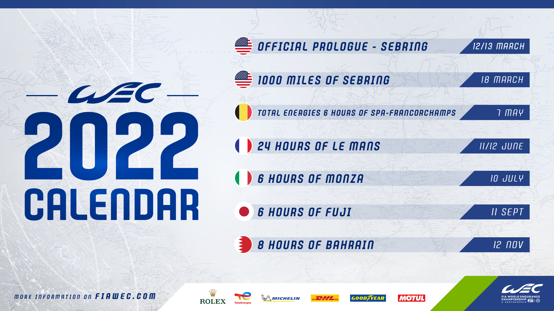 Wec: 2022 Calendar Revealed | Federation Internationale De  Delhi High Court Calendar For 2022