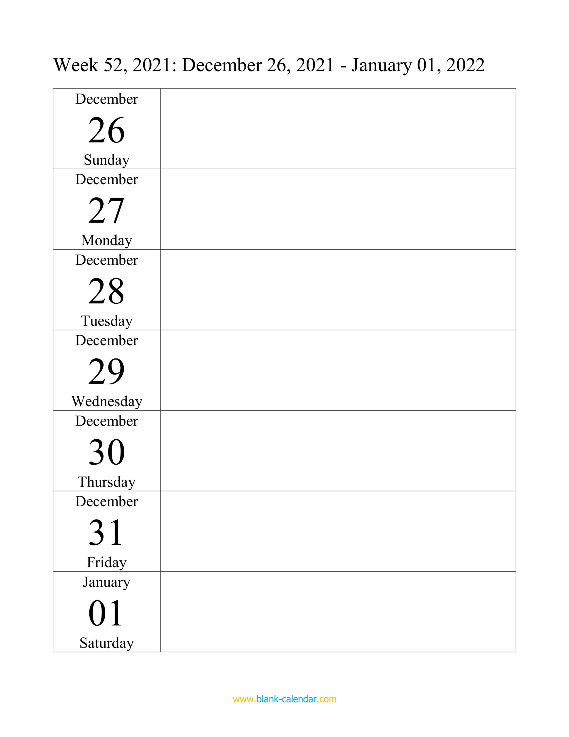 Weekly Calendar 2022 (Word, Excel, Pdf)  Printable Calendar 2022 Half Page