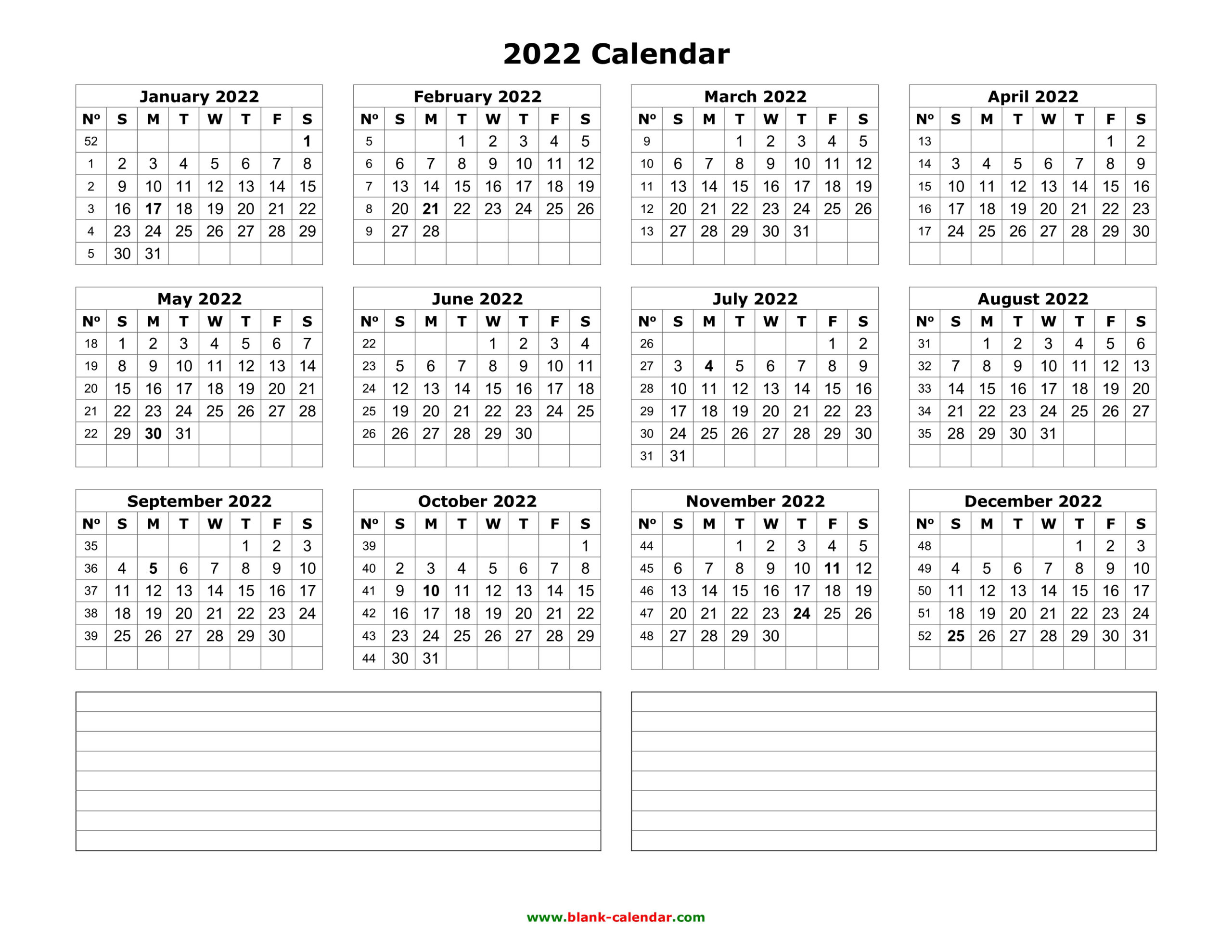 Yearly Calendar 2022 | Free Download And Print  Free Printable Calendar 2022 Time And Date
